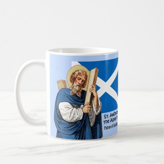 St. Andrew the Apostle and the Flag of Scotland Coffee Mug (Left)