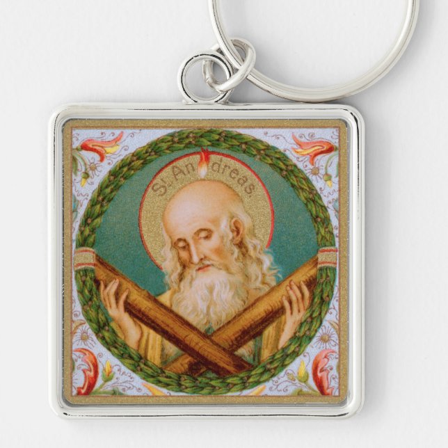 St. Andrew the Apostle (JMAS 02) Square Metal Keychain (Front)