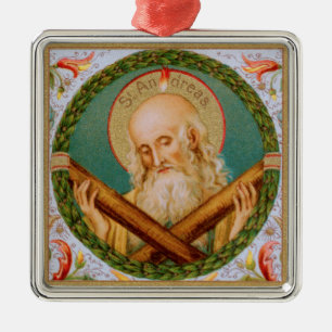 St. Andrew the Apostle (JMAS 02) Square Metal Ornament