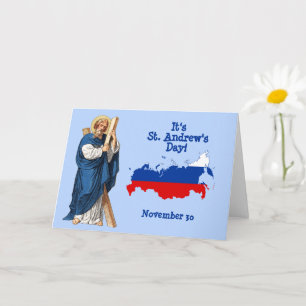 St. Andrew with Flag-Map of Russia Feast Day Card