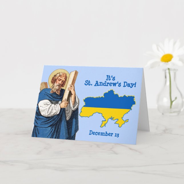 St. Andrew with Flag-Map of Ukraine Feast Day Card (Small Plant)