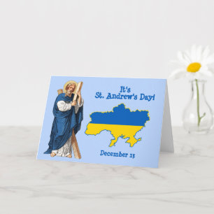 St. Andrew with Flag-Map of Ukraine Feast Day Card