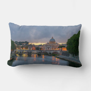 St. Angelo Bridge, St. Peter's Basilica, Rome Lumbar Pillow