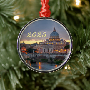 St. Angelo Bridge, St. Peter's Basilica, Rome Metal Ornament