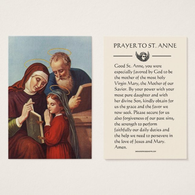 St. Anne Blessed Virgin Mary Prayer Holy Card (Front & Back)