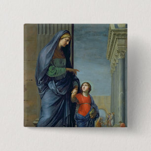 St. Anne Leading the Virgin to the Temple 2 Inch Square Button