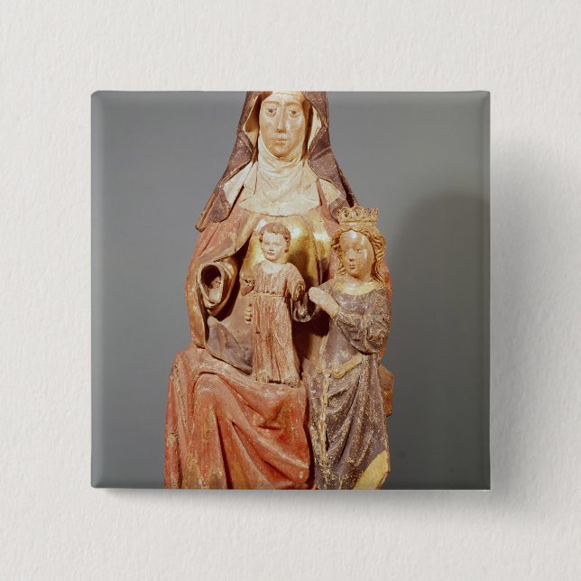 St. Anne, the Virgin and Child, 2 Inch Square Button (Front)