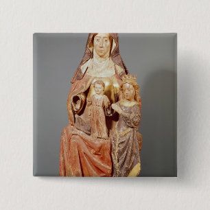 St. Anne, the Virgin and Child, 2 Inch Square Button