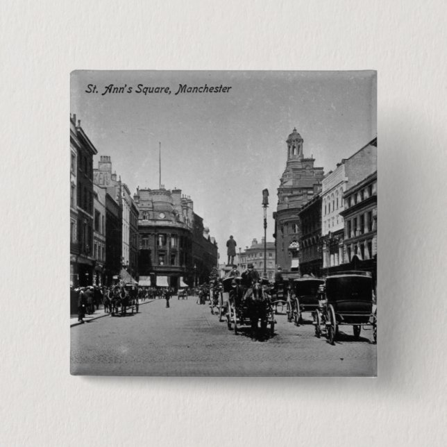 St. Ann's Square, Manchester, c.1910 2 Inch Square Button (Front)