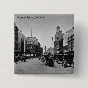 St. Ann's Square, Manchester, c.1910 2 Inch Square Button