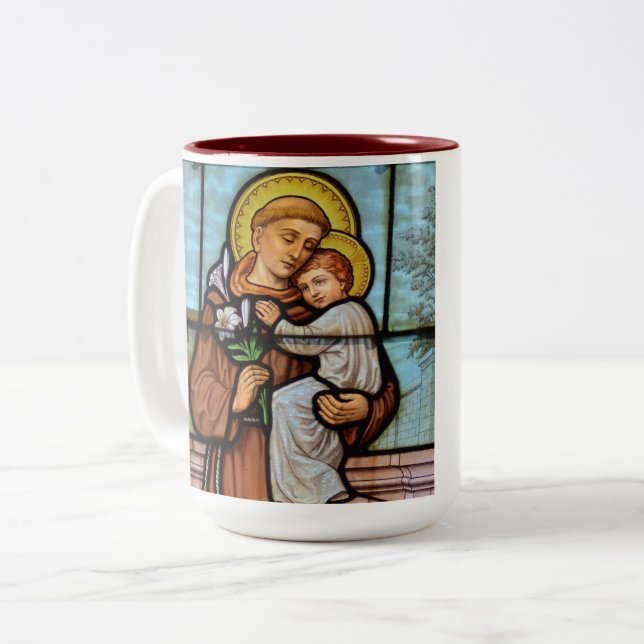 St Anthony avec bébé Jésus Coffee Mug (Devant gauche)