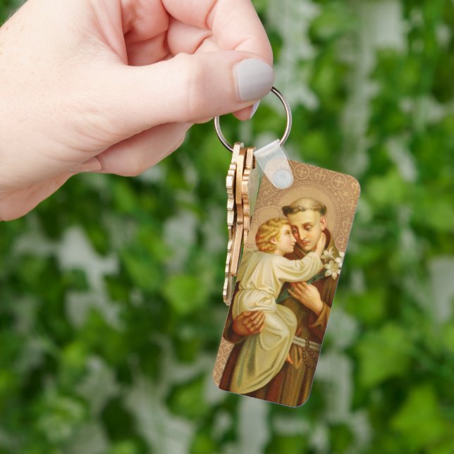 St. Anthony Baby Jesus Religious Vintage Catholic Keychain (Hand)