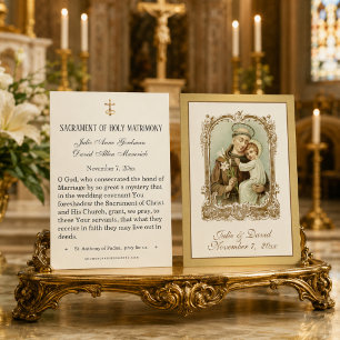St. Anthony Jesus Elegant Gold Wedding Favour Card