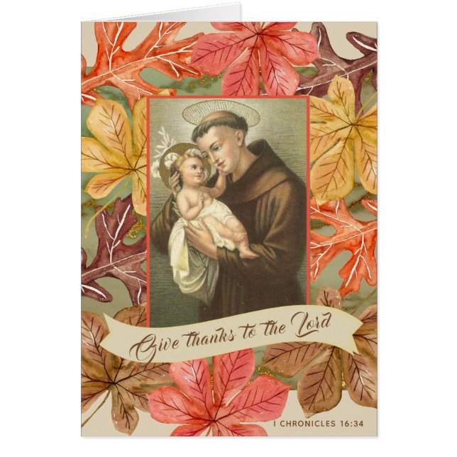 St. Anthony Jesus Thanksgiving Quote Autumn Leaves (Front)