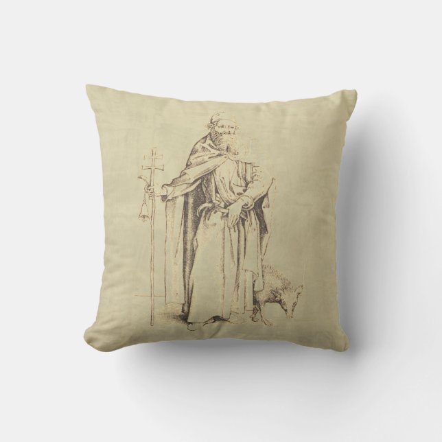 St Anthony of Egypt, Father of All Monks  Throw Pillow (Front)
