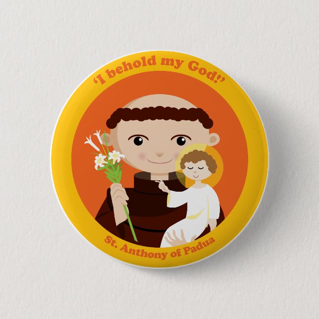 St. Anthony of Padua 2 Inch Round Button (Front)