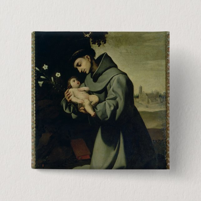 St. Anthony of Padua 2 Inch Square Button (Front)