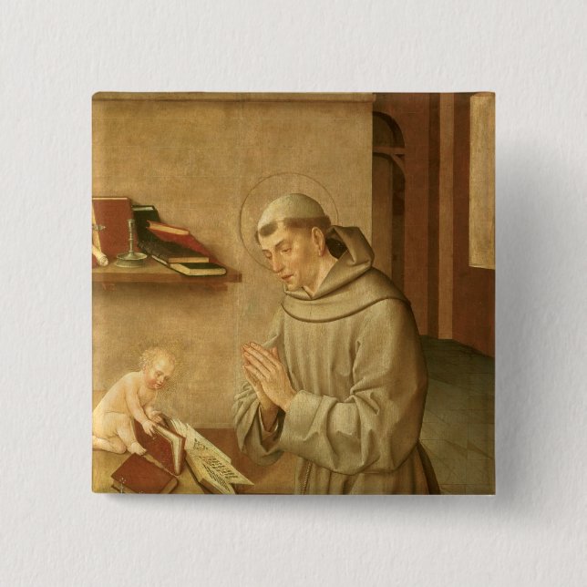 St Anthony of Padua 2 Inch Square Button (Front)