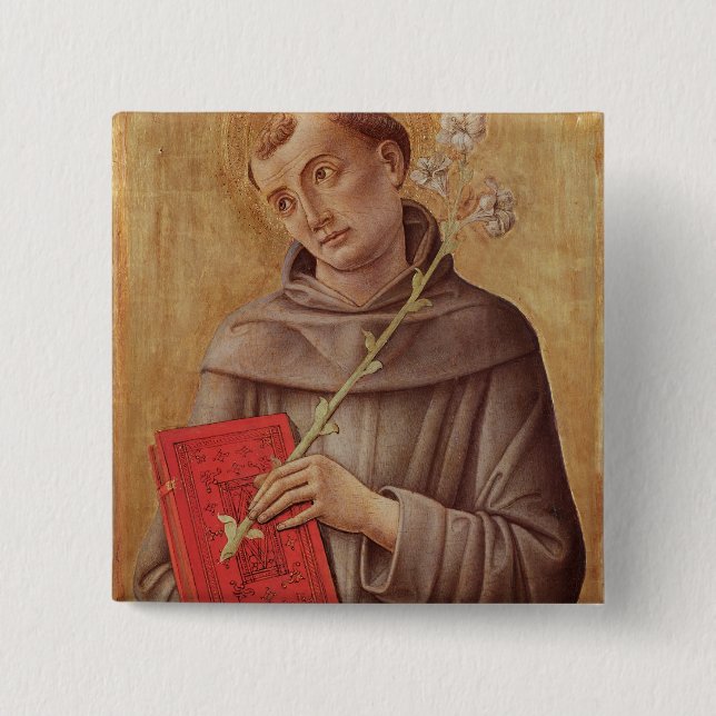 St. Anthony of Padua 2 Inch Square Button (Front)