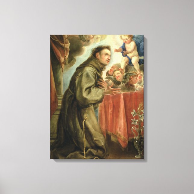 St. Anthony of Padua  adoring the Christ Child Canvas Print (Front)