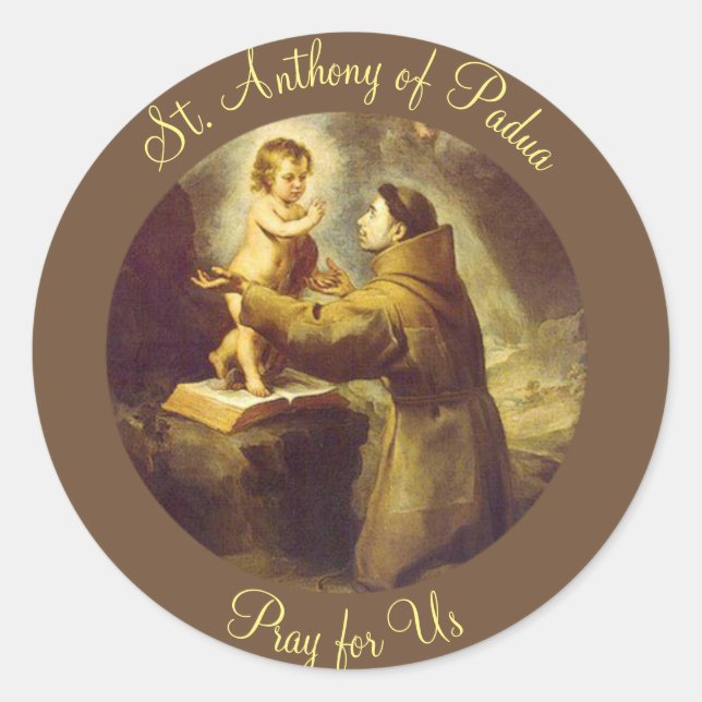 St. Anthony of Padua Baby Jesus Classic Round Sticker (Front)