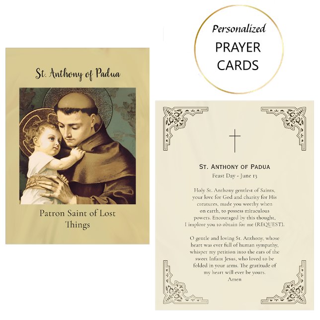 St. Anthony of Padua, Patron Saint, Prayer Card    (Creator Uploaded)