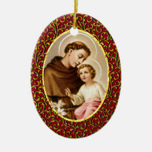 St. Anthony of Padua Personalize Background Colour Ceramic Ornament
