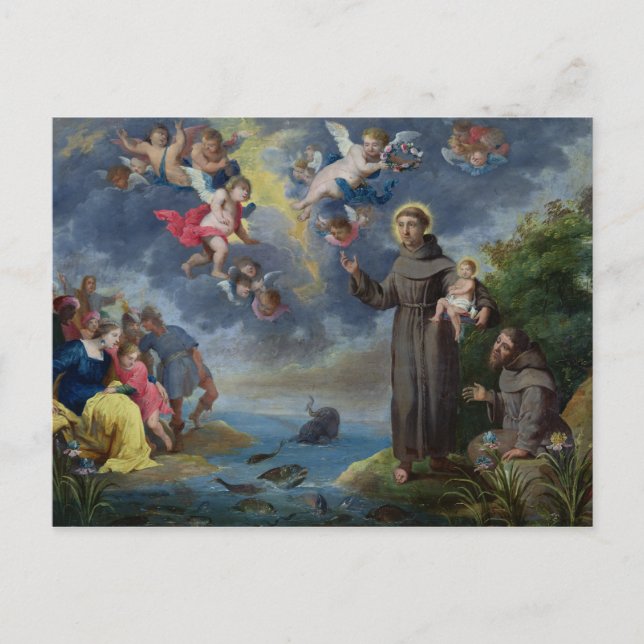St. Anthony of Padua Preaching to the Fish Postcard (Front)