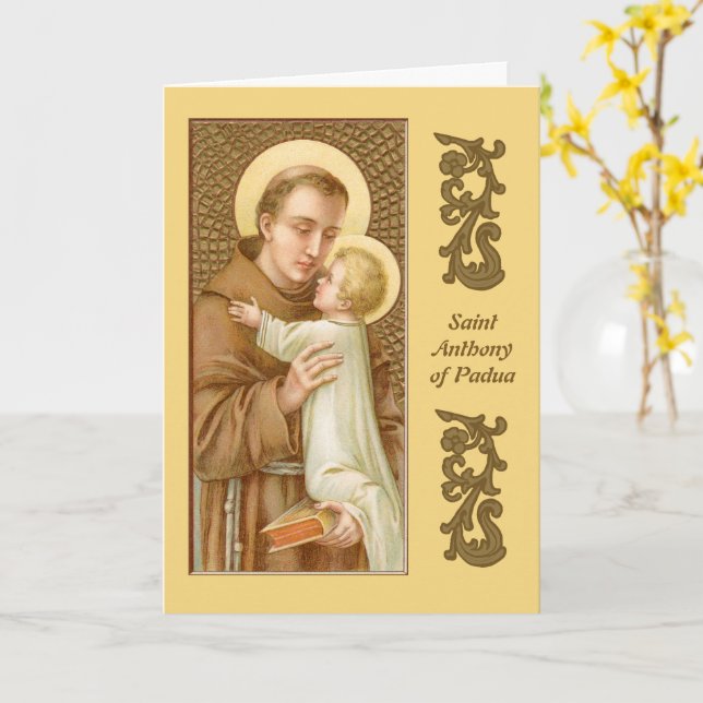 St. Anthony of Padua & the Christ Child (JM 05) Card (Yellow Flower)