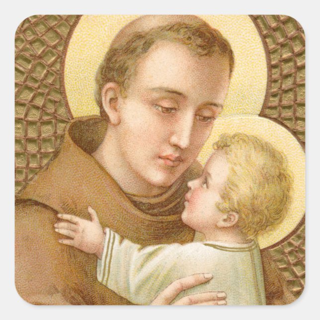 St. Anthony of Padua & the Christ Child (JM 05) Square Sticker (Front)