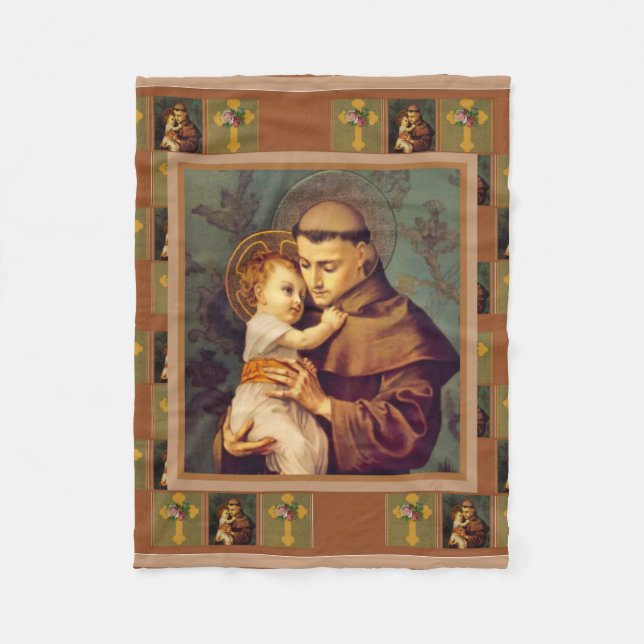 St. Anthony of Padua with Baby Jesus Fleece Blanket (Front)