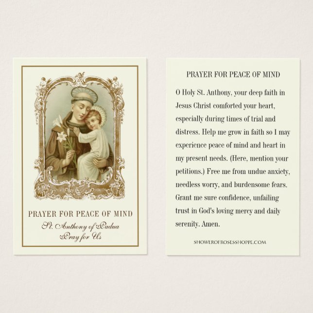 St. Anthony Prayer for Peace of Mind & Heart (Front & Back)