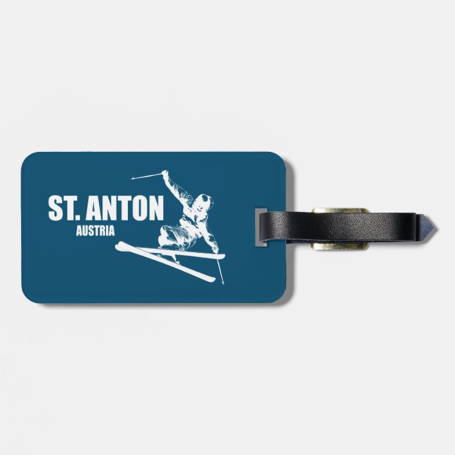 St. Anton Austria Skier Luggage Tag (Back Horizontal)