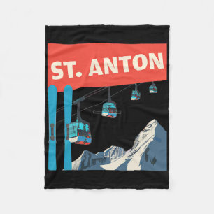 St. Anton Skiing - Retro St. Anton Ski Fleece Blanket