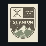 St Anton Tyrolean Alps Tyrol Austria Postcard<br><div class="desc">St Anton Ski Badge Design with elevation and location details.</div>