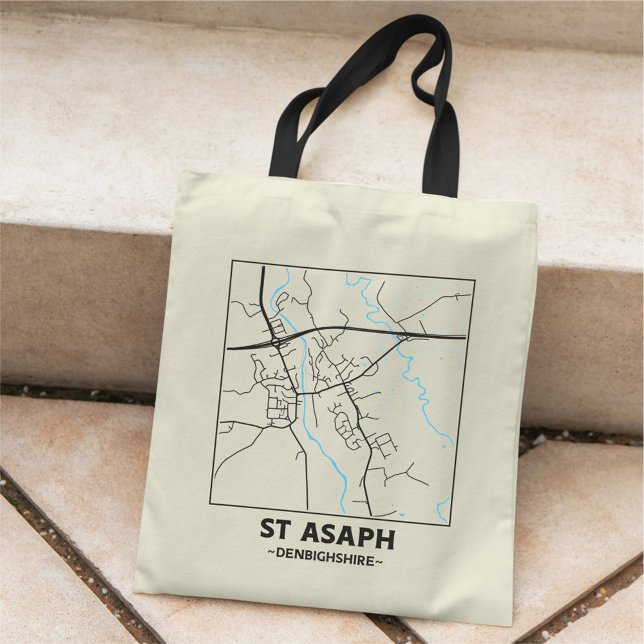 St Asaph, Denbighshire City Map Tote Bag (Creator Uploaded)