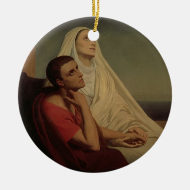 St. Augustine and his mother St. Monica, 1855 Ceramic Ornament (Front)