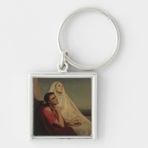 St. Augustine and his mother St. Monica, 1855 Keychain