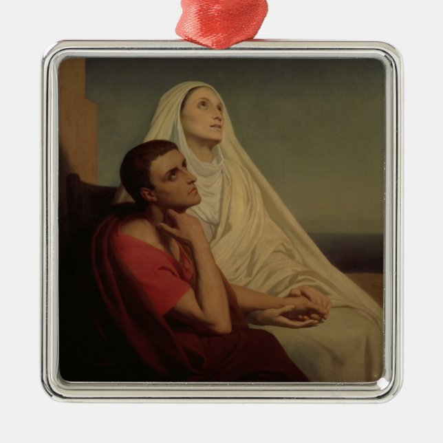 St. Augustine and his mother St. Monica, 1855 Metal Ornament (Front)