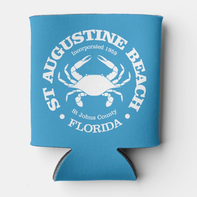 St Augustine Beach (crab) Can Cooler (Front)