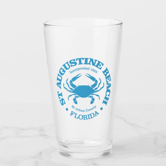 St Augustine Beach (crab) Glass (Front)