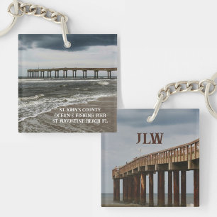 St Augustine Beach FL Pier Photographic Keychain