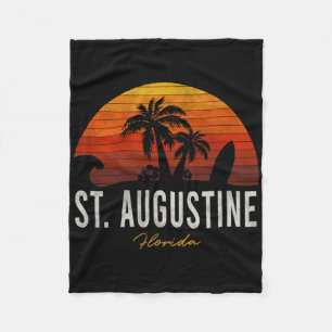 St. Augustine Beach Florida Fl Palms Vacation Surf Fleece Blanket