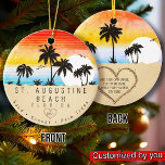 St. Augustine Beach Florida Retro Sunset Souvenirs Ceramic Ornament<br><div class="desc">St. Augustine Beach Florida Vintage 60s Souvenirs. St. Augustine Beach Florida - Retro Tropical Palm Tree 60s Souvenirs Vintage design makes a great Christmas or Birthday gift for fans of St. Augustine Beach beach. The retro summer vibe design is a perfect gift for travel lovers and tropical destination fans. -...</div>