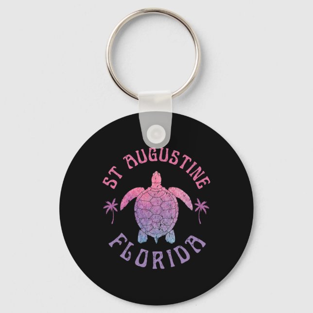 St Augustine Beach Florida Sea Turtle Summer Vacat Keychain (Front)