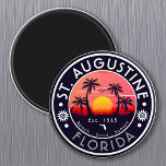St Augustine beach Florida Sunset Beach Palm Tree  Magnet<br><div class="desc">These customized St Augustine Florida Retro 60s Palm trees Souvenirs. St Augustine Florida, retro beach souvenirs. travel design for summer lovers. this retro vintage design is a great holiday, birthday, and summer vacation gift idea. - You can personalize the template by adding a name of your city or location, year...</div>