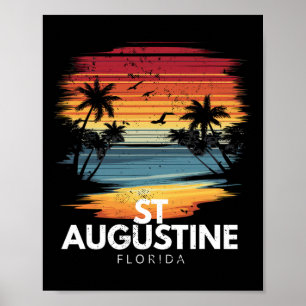St Augustine Beach Florida Surfboard Surfing Vinta Poster