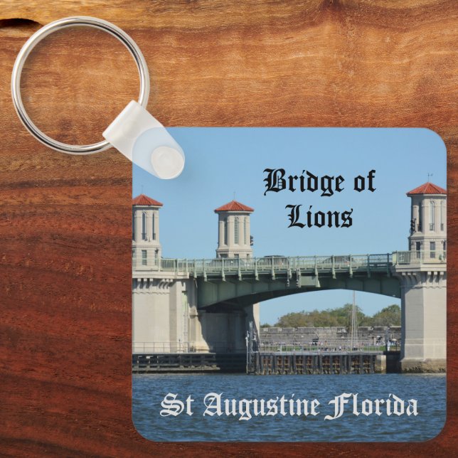 St Augustine Bridge of Lions and Fort Photographic Keychain (Front)