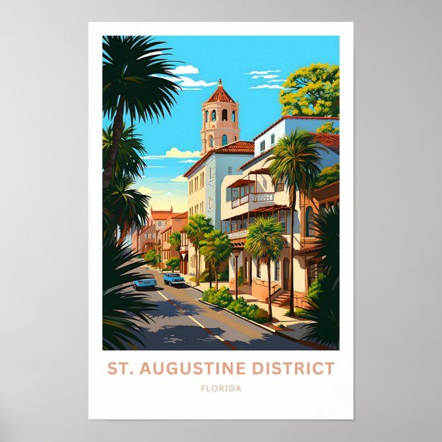 St. Augustine District Florida Travel Print (Front)