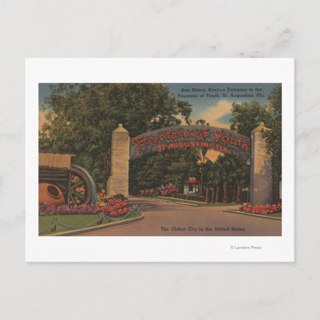 St. Augustine, FL - Fountain of Youth Entrance Postcard (Front)